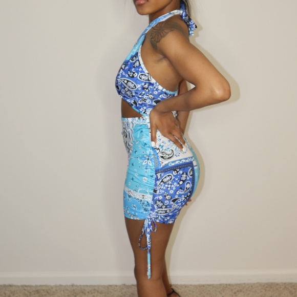 Blue Bandana Mini Dress - Picture 2 of 2